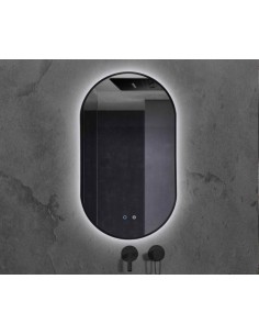 Espejo TOKYO Antivaho con Luz marco negro. Principal